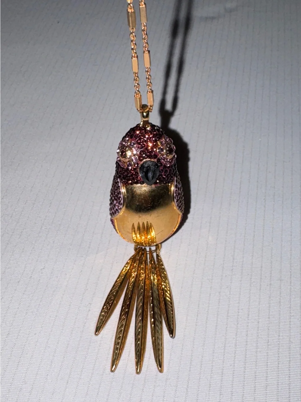 Henri Bendel rare vintage OWL Crystal Pendant Necklace